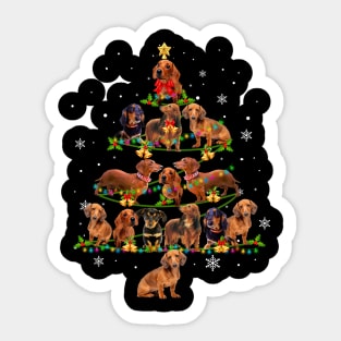 Cute Dachshund Christmas Tree Xmas Gift Sticker